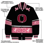 oregon ducks pink ribbon black pink varsity jacket best selling