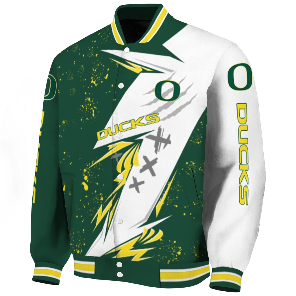oregon ducks ripped bolt green white varsity jacket best selling oregon ducks ripped bolt green white varsity jacket best selling