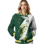 oregon ducks ripped bolt green white varsity jacket best selling