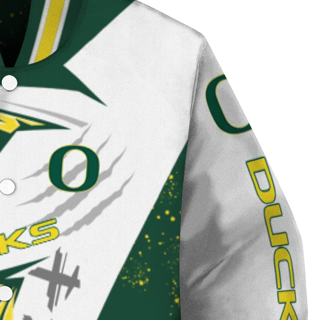 oregon ducks ripped bolt green white varsity jacket premium grade oregon ducks ripped bolt green white varsity jacket premium grade