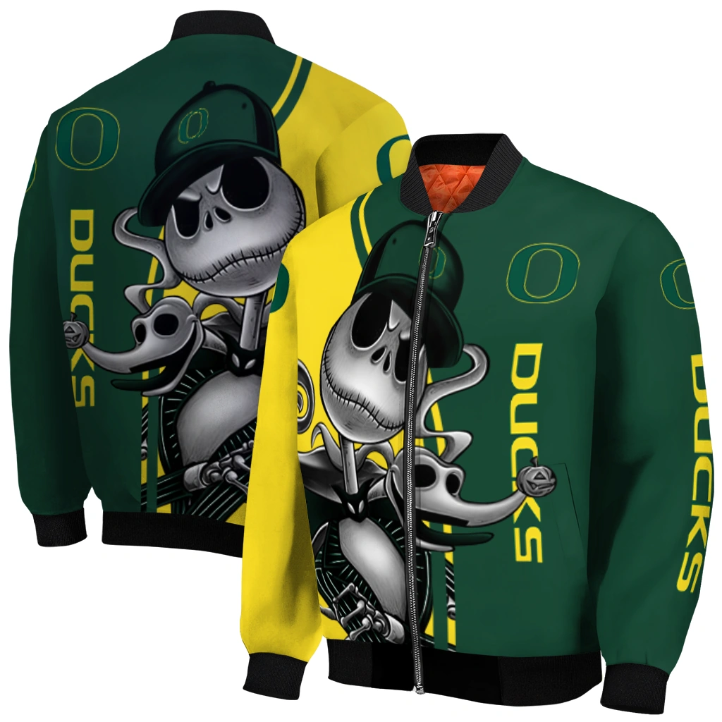 oregon ducks spooky grin green bomber jacket best selling oregon ducks spooky grin green bomber jacket best selling
