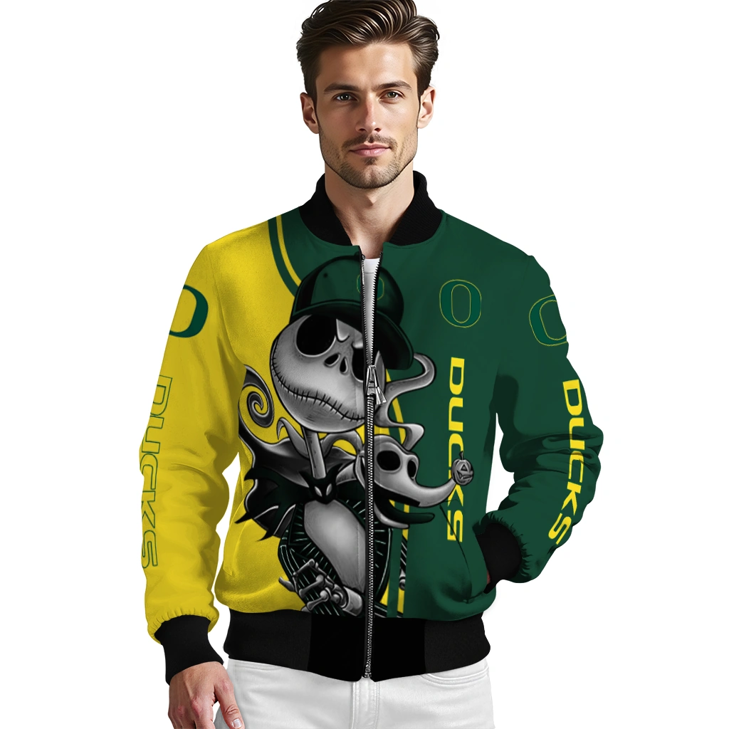 oregon ducks spooky grin green bomber jacket high quality oregon ducks spooky grin green bomber jacket high quality