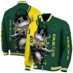 oregon ducks spooky grin green varsity jacket best selling