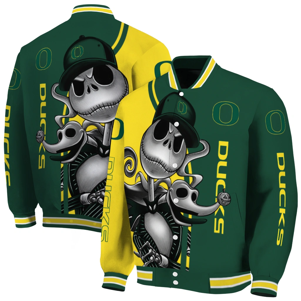 oregon ducks spooky grin green varsity jacket fashion forward oregon ducks spooky grin green varsity jacket fashion forward