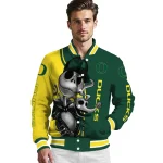 oregon ducks spooky grin green varsity jacket best selling