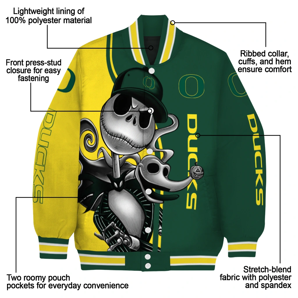 oregon ducks spooky grin green varsity jacket new arrival oregon ducks spooky grin green varsity jacket new arrival