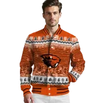 oregon state beavers snowy pines orange varsity jacket best selling