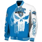 orlando magic skull outline blue white varsity jacket best selling