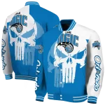 orlando magic skull outline blue white varsity jacket best selling