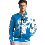 orlando magic skull outline blue white varsity jacket best selling