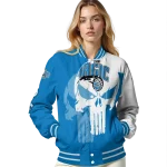 orlando magic skull outline blue white varsity jacket best selling