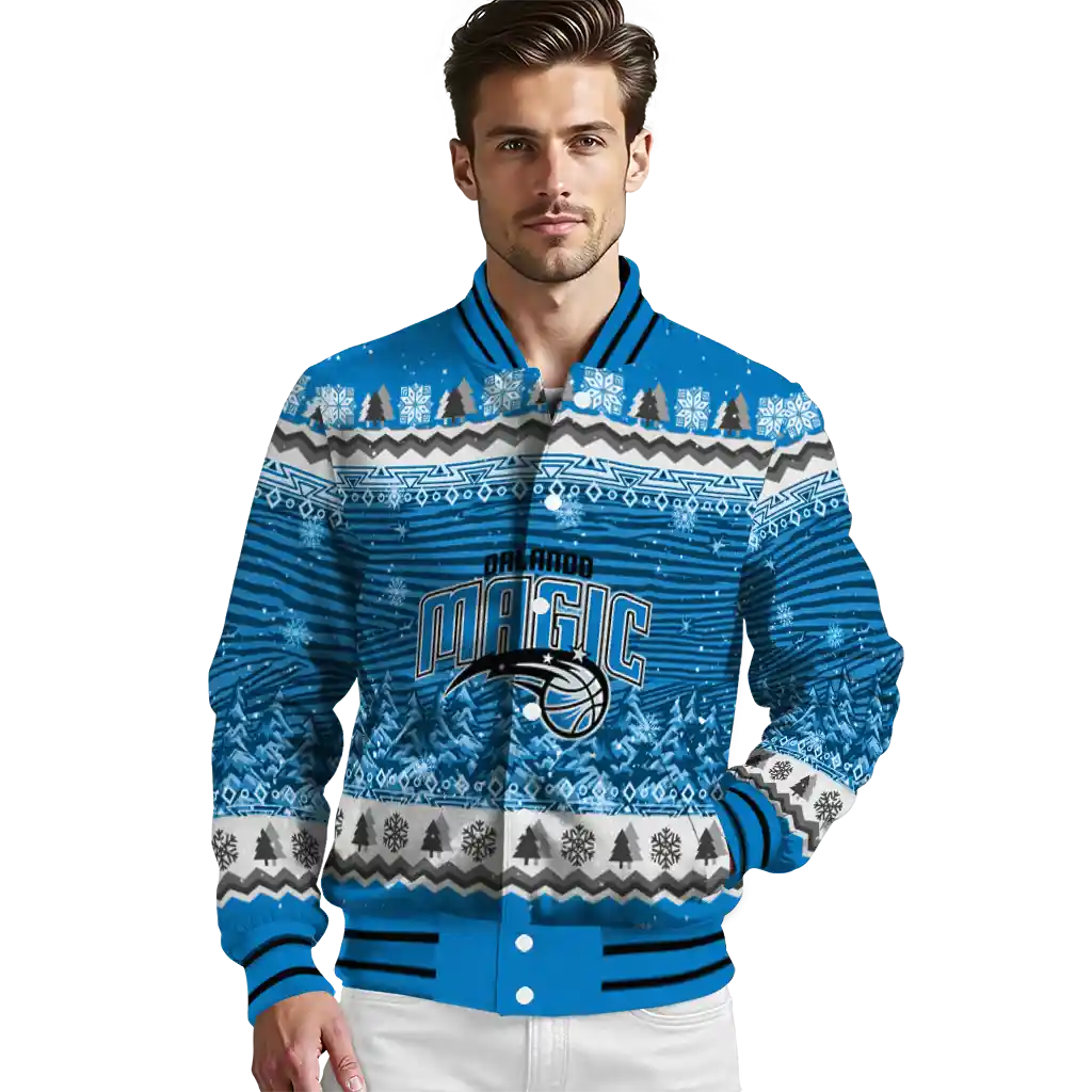 orlando magic snowy pines blue varsity jacket high quality orlando magic snowy pines blue varsity jacket high quality