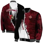 ottawa senators distressed slash red black varsity jacket best selling