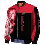 ottawa senators intricate skull red black bomber jacket best selling