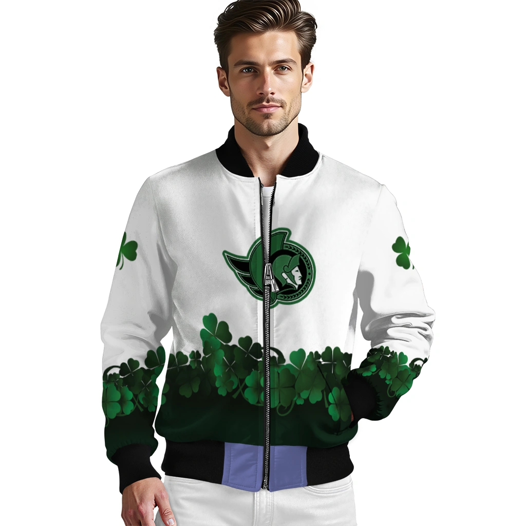 ottawa senators lucky clovers white green bomber jacket high quality ottawa senators lucky clovers white green bomber jacket high quality