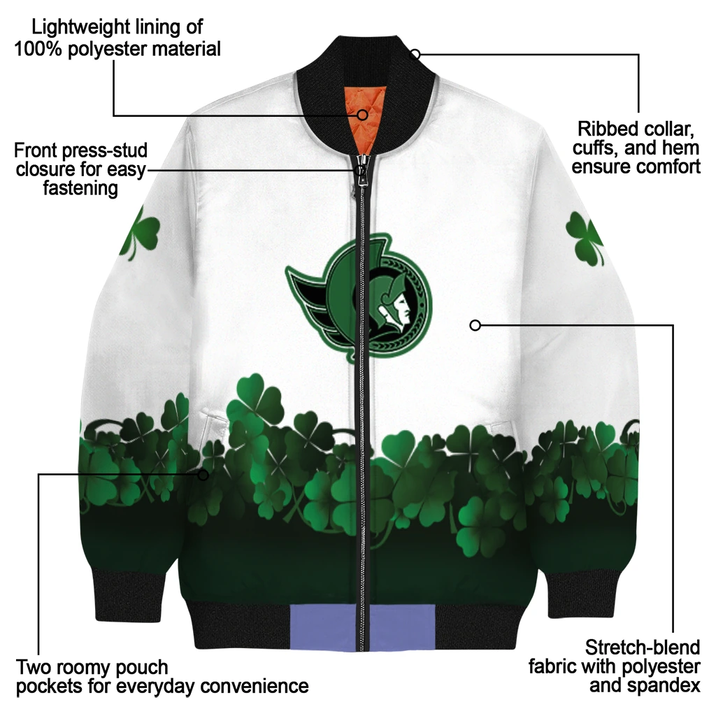 ottawa senators lucky clovers white green bomber jacket new arrival ottawa senators lucky clovers white green bomber jacket new arrival