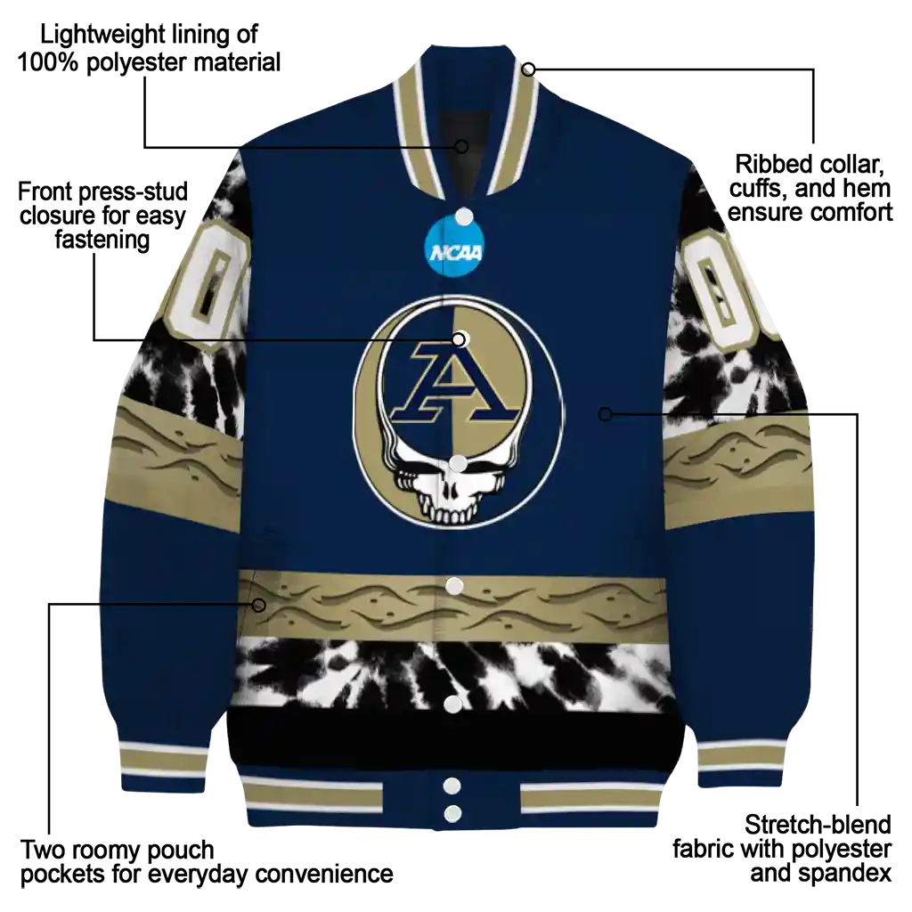 personalized akron zips circle skull blue black varsity jacket new arrival personalized akron zips circle skull blue black varsity jacket new arrival