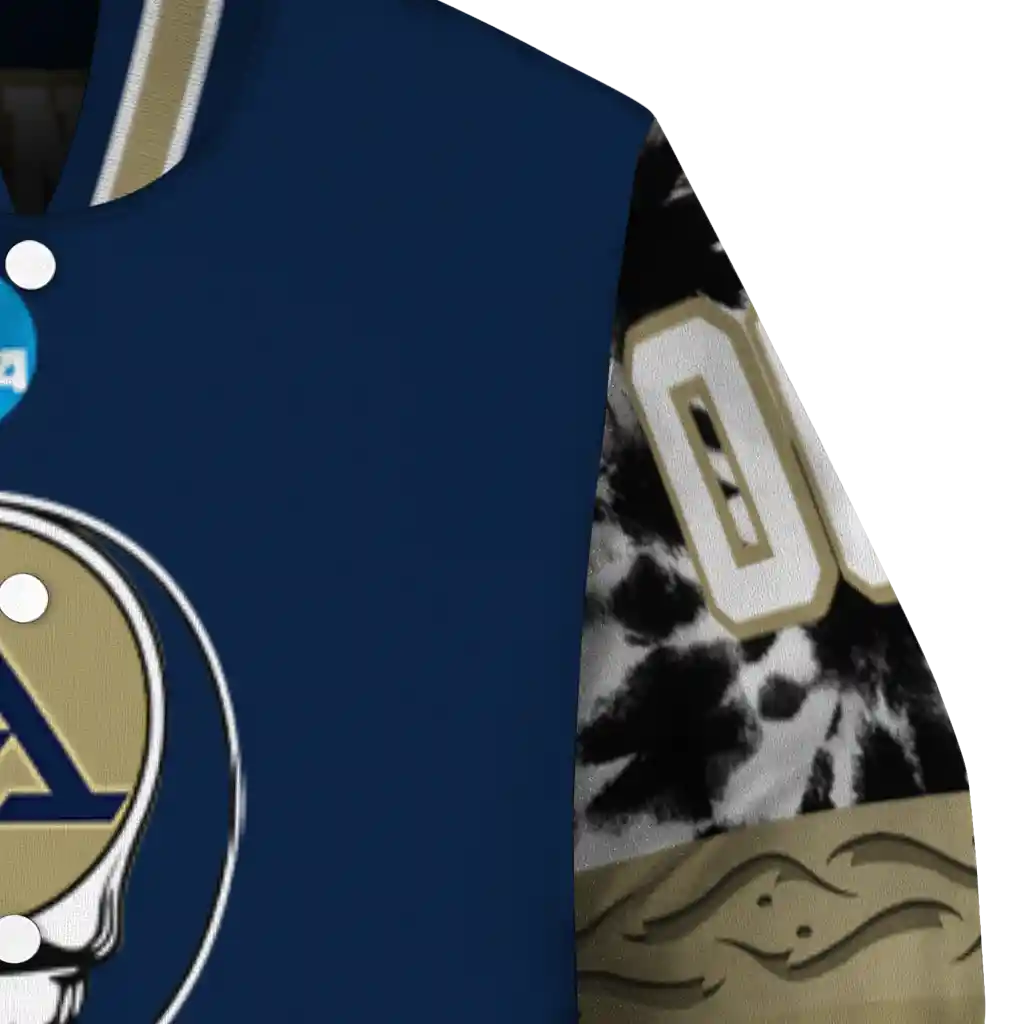 personalized akron zips circle skull blue black varsity jacket premium grade personalized akron zips circle skull blue black varsity jacket premium grade