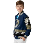 personalized akron zips circle skull blue black varsity jacket best selling