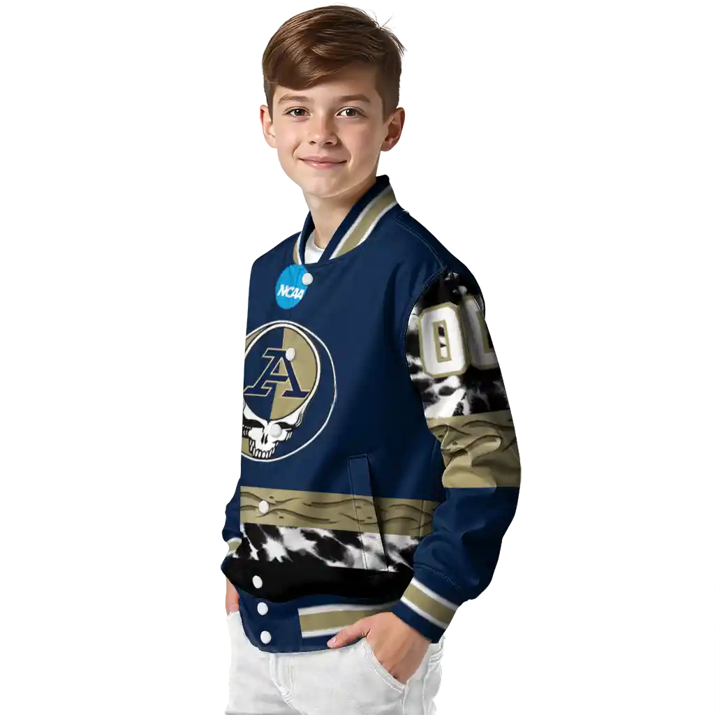 personalized akron zips circle skull blue black varsity jacket trendy personalized akron zips circle skull blue black varsity jacket trendy