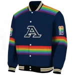 personalized akron zips rainbow jersey number blue varsity jacket best selling