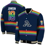 personalized akron zips rainbow jersey number blue varsity jacket best selling