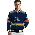 personalized akron zips rainbow jersey number blue varsity jacket best selling
