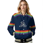 personalized akron zips rainbow jersey number blue varsity jacket best selling