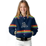 personalized akron zips rainbow jersey number blue varsity jacket best selling