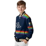 personalized akron zips rainbow jersey number blue varsity jacket best selling