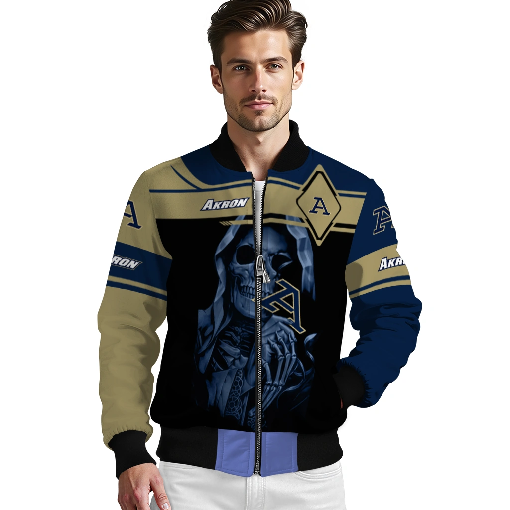 personalized akron zips reaper hands blue black bomber jacket high quality personalized akron zips reaper hands blue black bomber jacket high quality