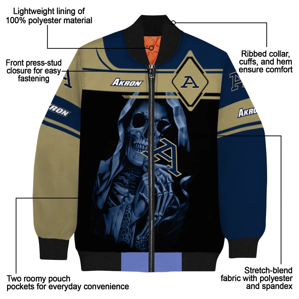 personalized akron zips reaper hands blue black bomber jacket new arrival personalized akron zips reaper hands blue black bomber jacket new arrival