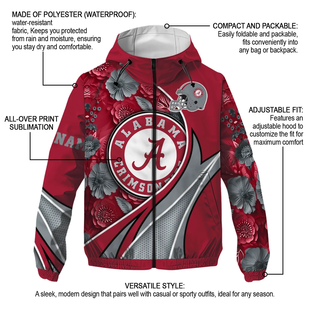 personalized alabama crimson tide blossoms helmet crimson windbreaker jacket new arrival personalized alabama crimson tide blossoms helmet crimson windbreaker jacket new arrival