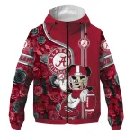 personalized alabama crimson tide football micky mouse crimson windbreaker jacket best selling