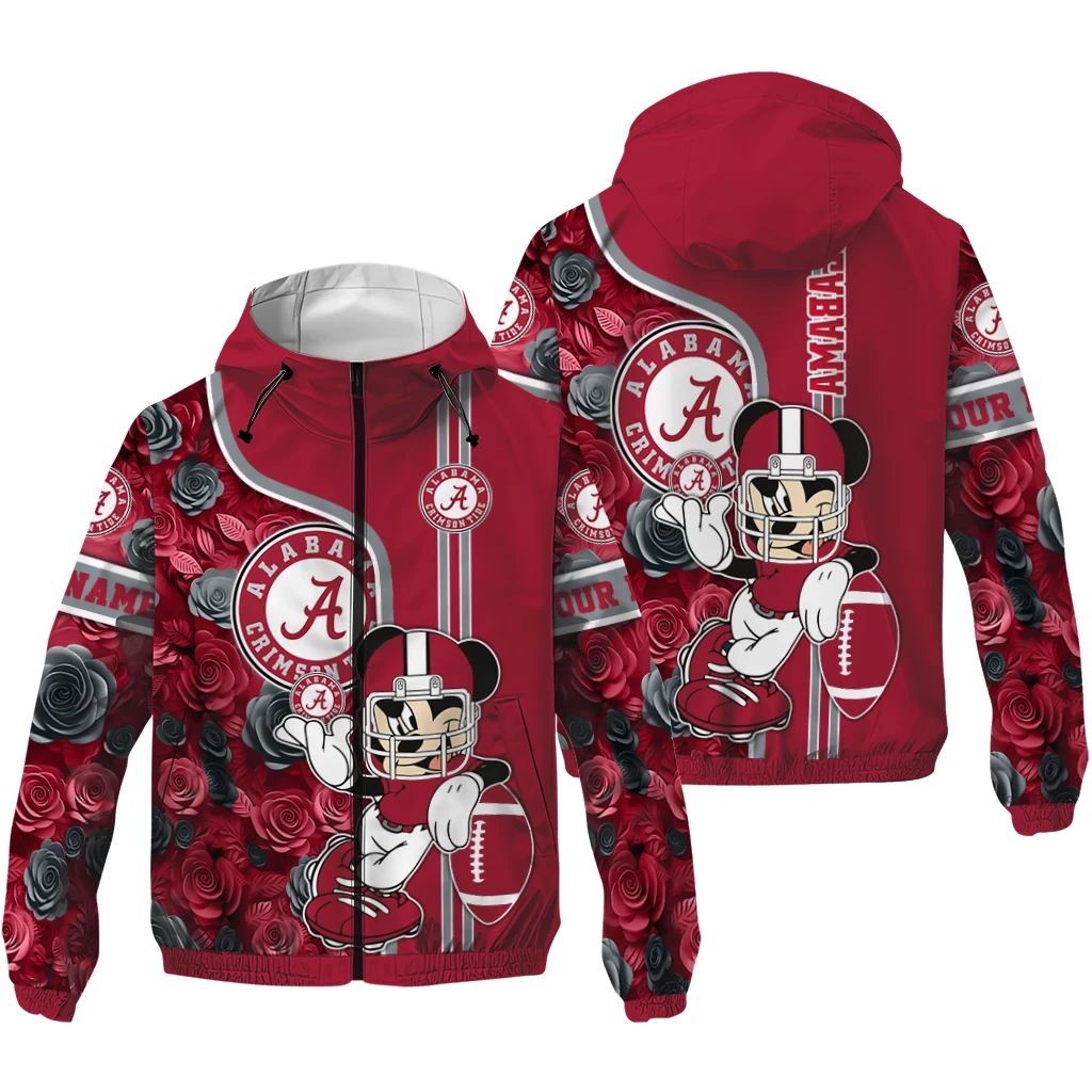 personalized alabama crimson tide football micky mouse crimson windbreaker jacket high quality personalized alabama crimson tide football micky mouse crimson windbreaker jacket high quality