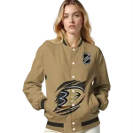 personalized anaheim ducks claw burst beige varsity jacket best selling
