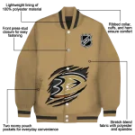 personalized anaheim ducks claw burst beige varsity jacket best selling
