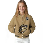 personalized anaheim ducks claw burst beige varsity jacket best selling