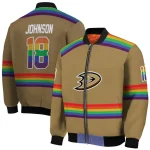 personalized anaheim ducks rainbow jersey number gold bomber jacket best selling