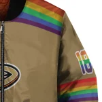 personalized anaheim ducks rainbow jersey number gold bomber jacket best selling