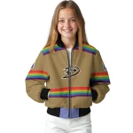 personalized anaheim ducks rainbow jersey number gold bomber jacket best selling
