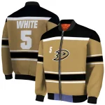 personalized anaheim ducks stripe statement gold black bomber jacket best selling