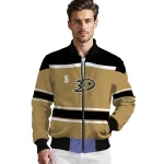 personalized anaheim ducks stripe statement gold black bomber jacket best selling