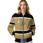 personalized anaheim ducks stripe statement gold black bomber jacket best selling