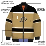 personalized anaheim ducks stripe statement gold black bomber jacket best selling
