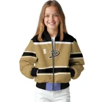 personalized anaheim ducks stripe statement gold black bomber jacket best selling