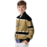 personalized anaheim ducks stripe statement gold black bomber jacket best selling