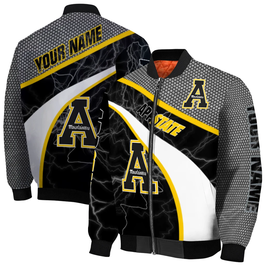 personalized appalachian state mountaineers electric flash black bomber jacket best selling personalized appalachian state mountaineers electric flash black bomber jacket best selling