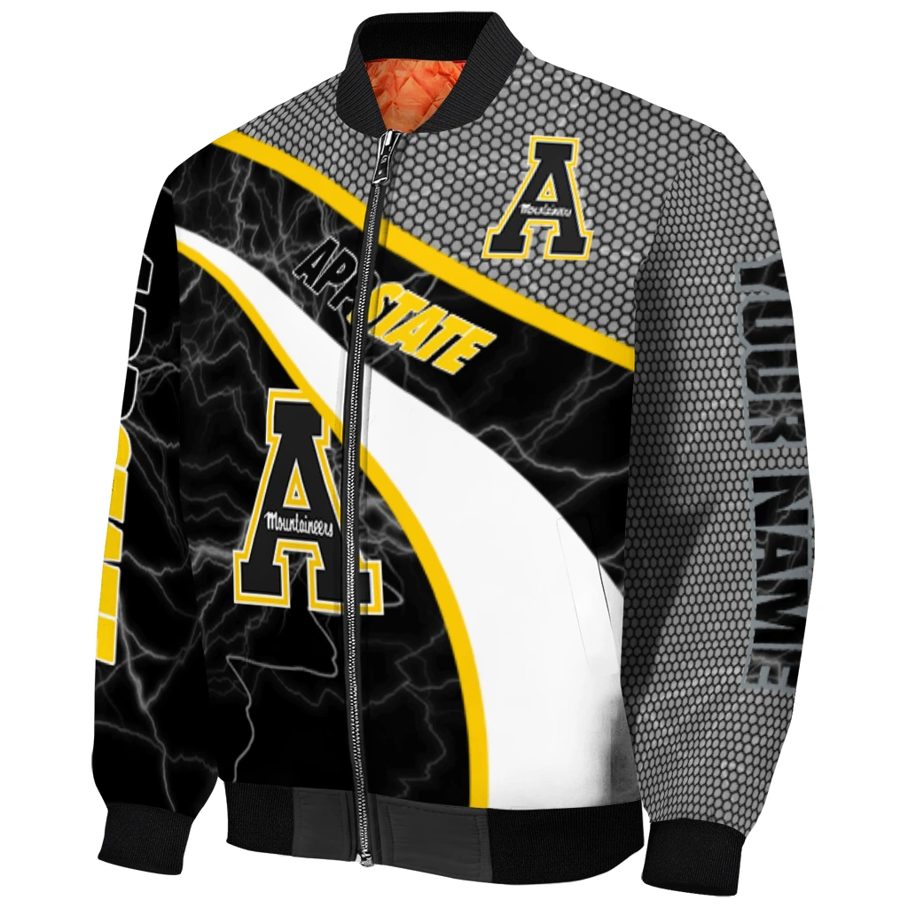 personalized appalachian state mountaineers electric flash black bomber jacket fashion forward personalized appalachian state mountaineers electric flash black bomber jacket fashion forward