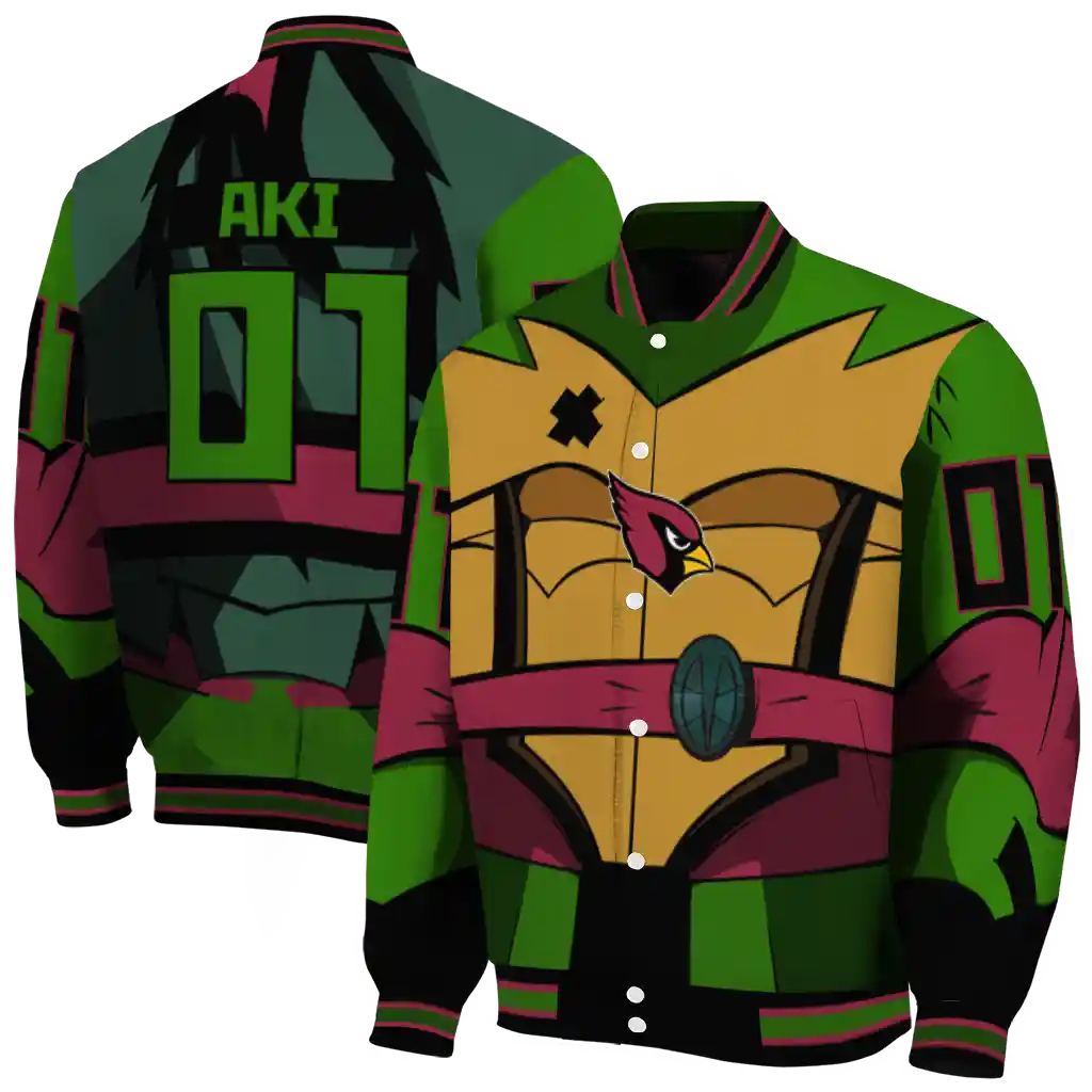 personalized arizona cardinals turtle armor varsity jacket fashion forward personalized arizona cardinals turtle armor varsity jacket fashion forward